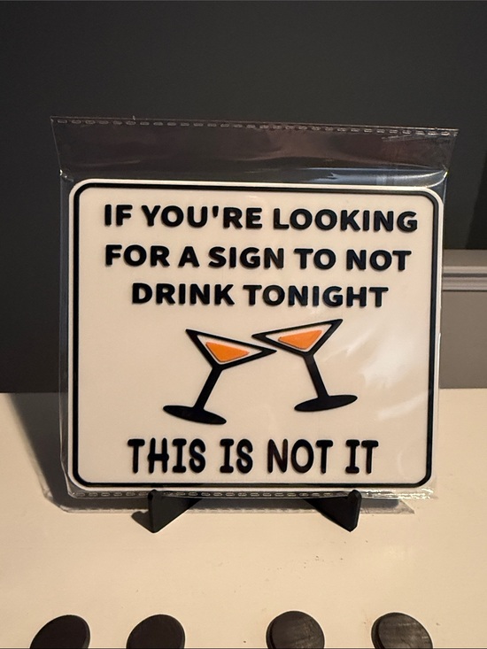 Other - Novelty Cocktail Sign Plaque - White with Black & Orange